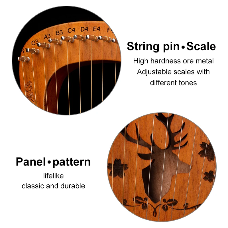 19 Strings Lyre Harp Mahogany  - Musical Instrument Lyre 评论和价格