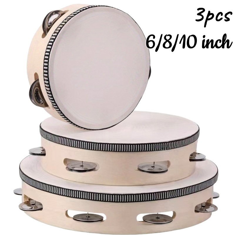 1/3pcs Wooden Tambourine 6/8/1 - Musical Instrument Tambourine 评论和价格