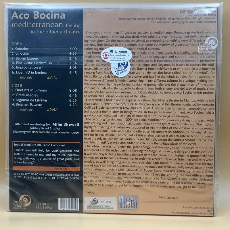 LP Vinyl Pop Record Aco Bocina - Mandolin A Style 评论和价格