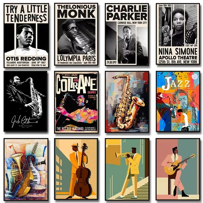 Jazz Music Saxophone Guitar Ce - Musical Instrument Painting 评论和价格
