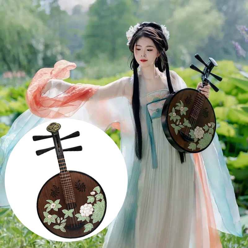 Solid Wood Pipa Chinese Tradit - Musical Instrument Painting 评论和价格